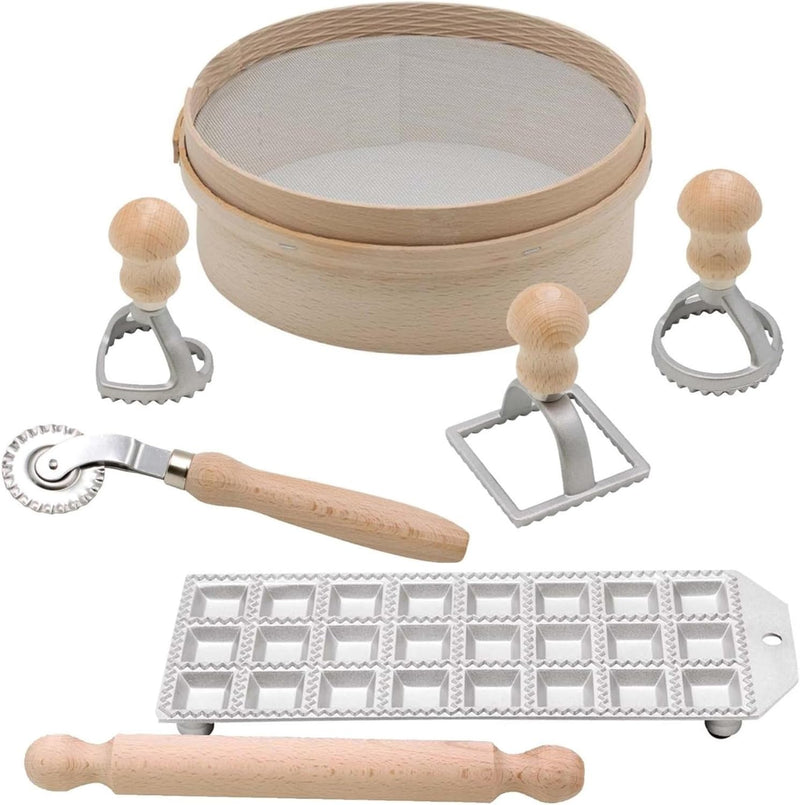 Bisetti 7 Piece Complete Pasta Kit for Making Homemade Ravioli