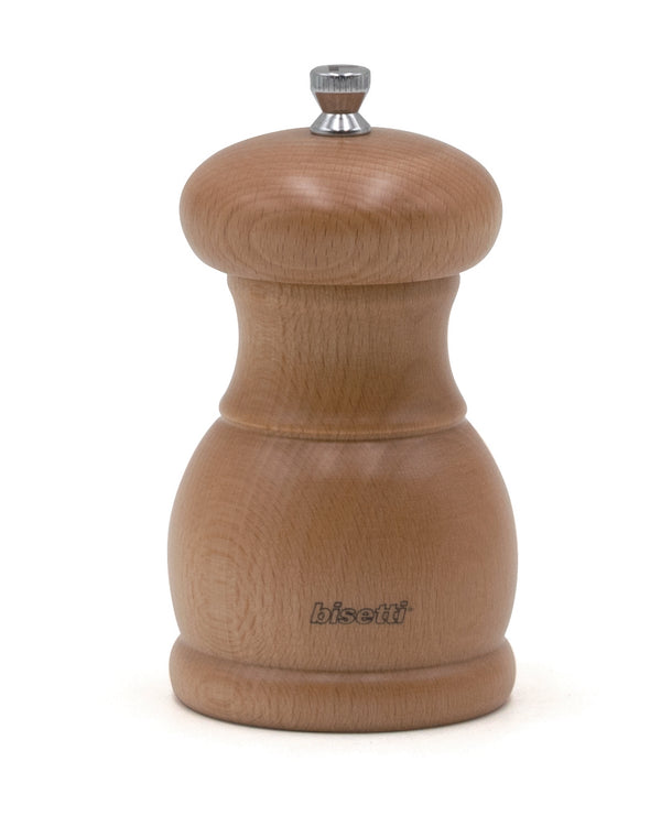 Bisetti Portofino Natural  Beechwood Salt Mill With Adjustable Grinder, 11 .5 cm / 4.5 Inch