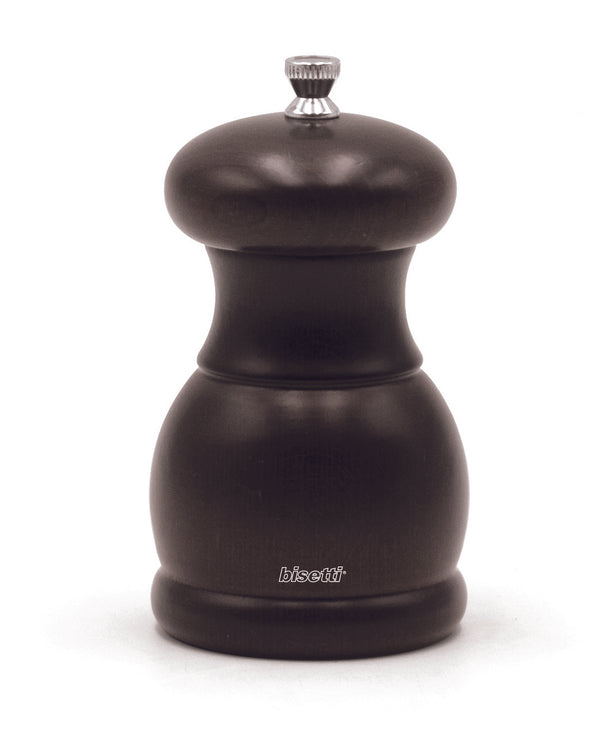 Bisetti Portofino Walnut Stained Beechwood Pepper Mill With Adjustable Grinder, 11.5 cm / 4.5 Inches