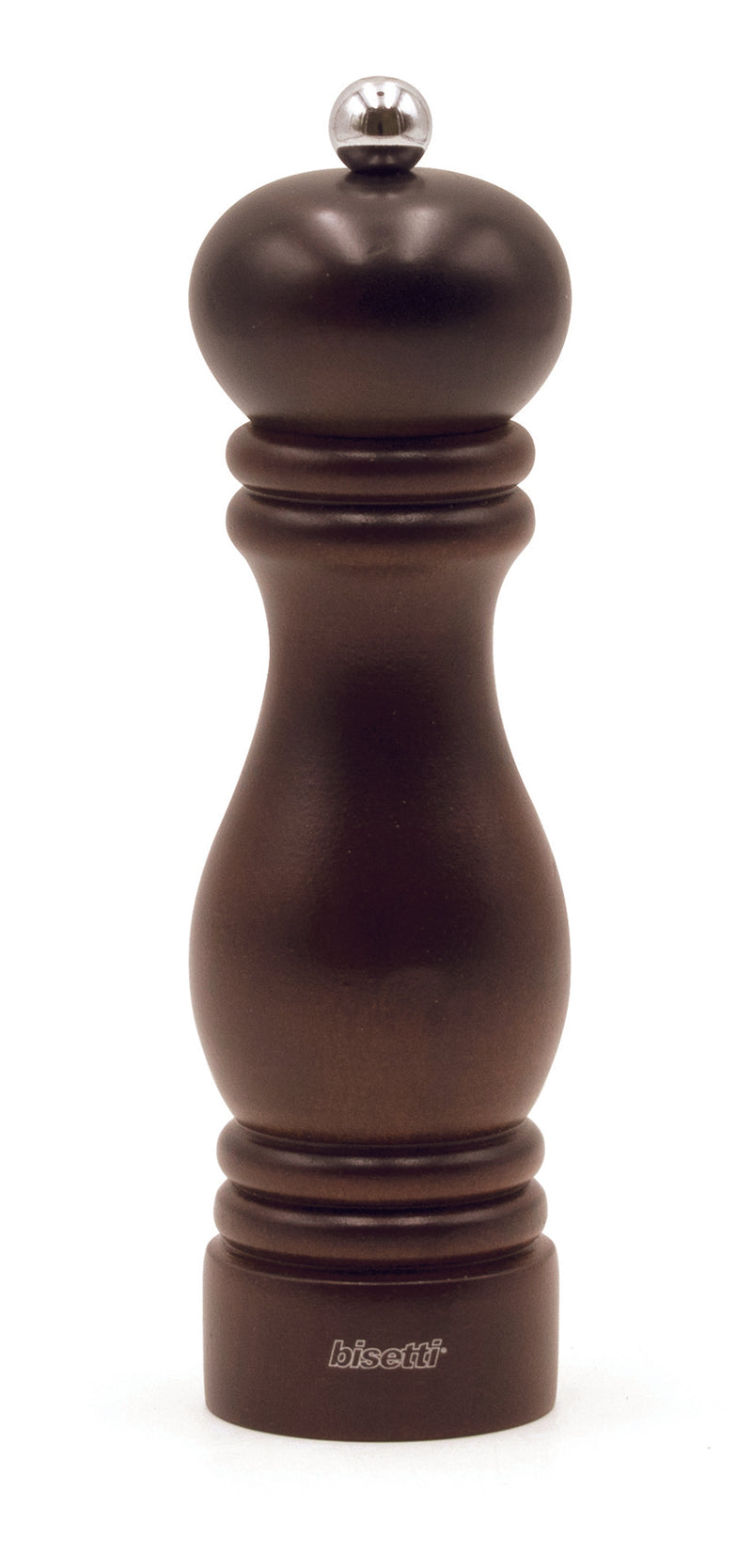 Bisetti Sorrento Walnut Stained Beechwood Pepper Mill With Adjustable Grinder,  19 cm / 7.5 Inch