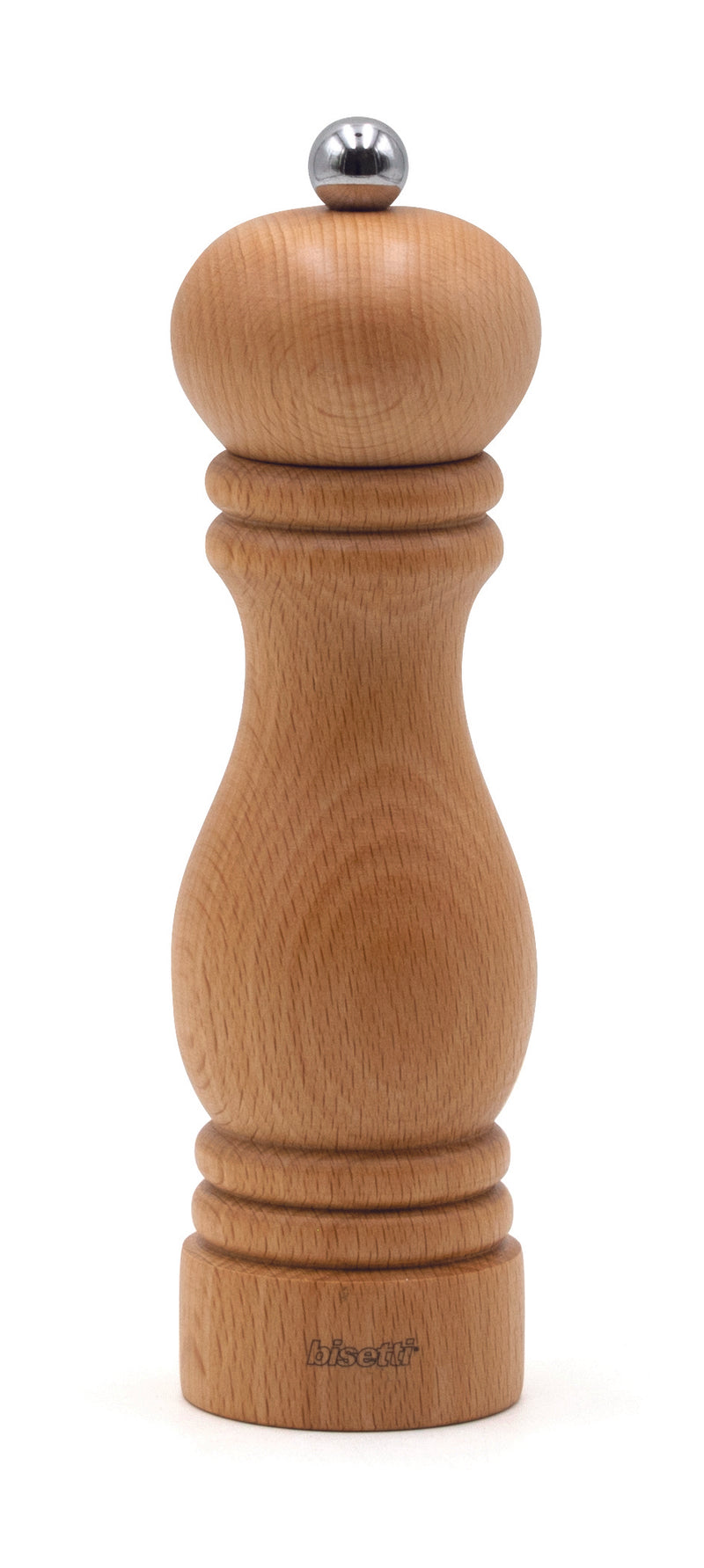 Bisetti Sorrento Natural Beechwood Pepper Mill With Adjustable Grinder,  19 cm / 7.5 Inch