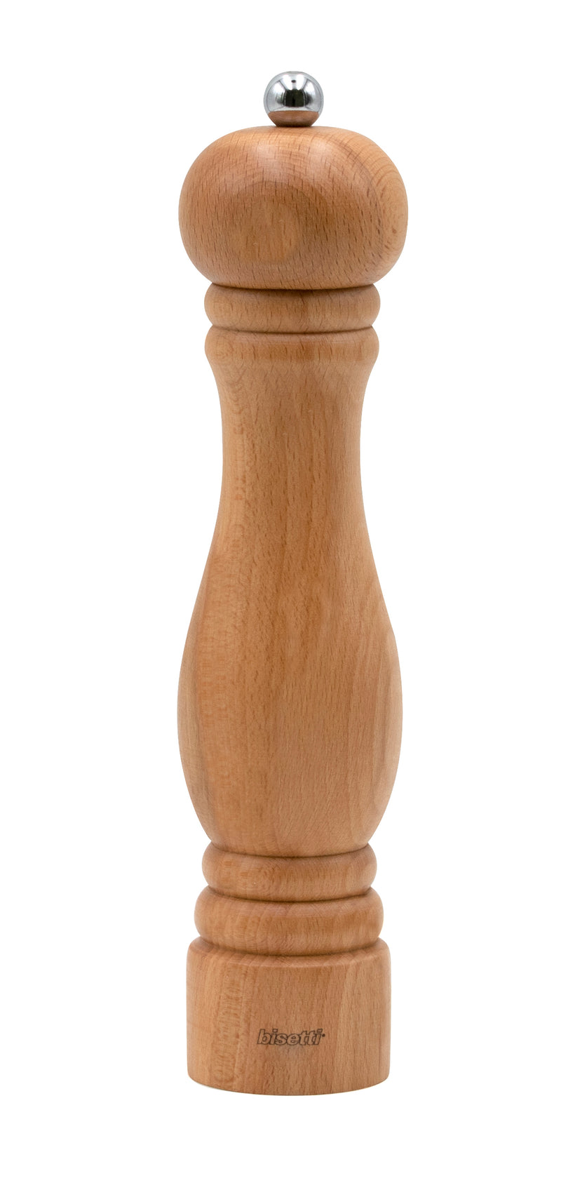 Bisetti Sorrento Natural Beechwood Pepper Mill With Adjustable Grinder,  25 cm / 9.8 Inch