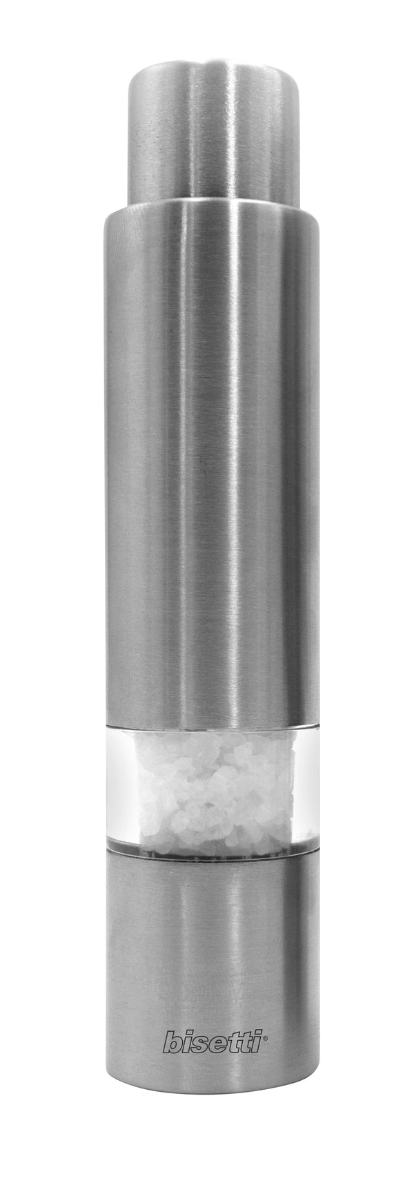 Bisetti Push Button Acrylic Body and Stainless Steel Salt Mill Grinder, 14.5 cm / 5.7 Inch