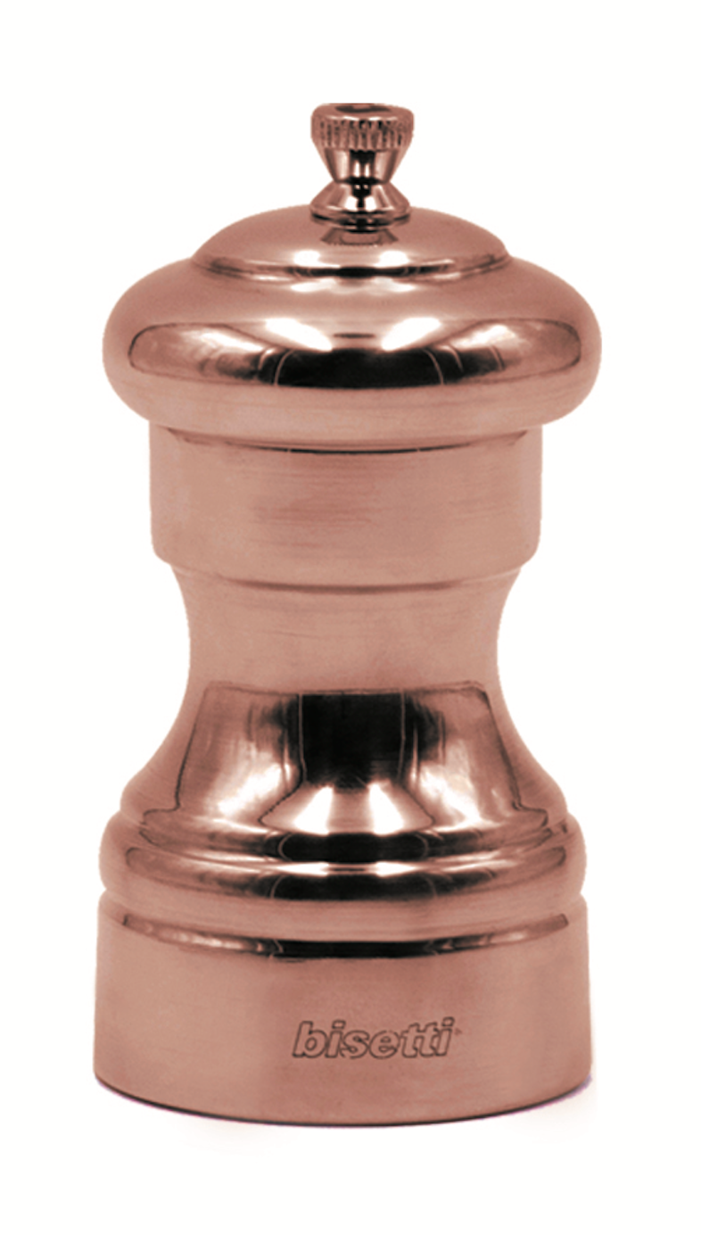 Bisetti Messina Salt Mill With Copper Finish and Adjustable Grinder, 10 cm / 3.9 Inches