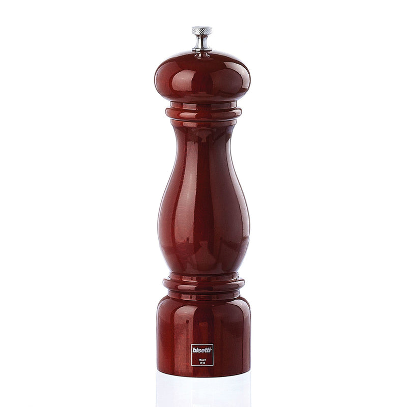 Bisetti Firenze Beech Wood Cherry Lacquered Salt Mill, 8-11/16-Inches - BisettiUSA